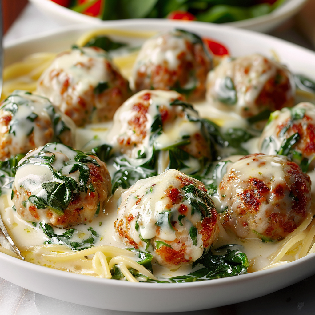 Delightful Chicken Ricotta Meatballs in Spinach Alfredo Sauce-spxwevolution.top