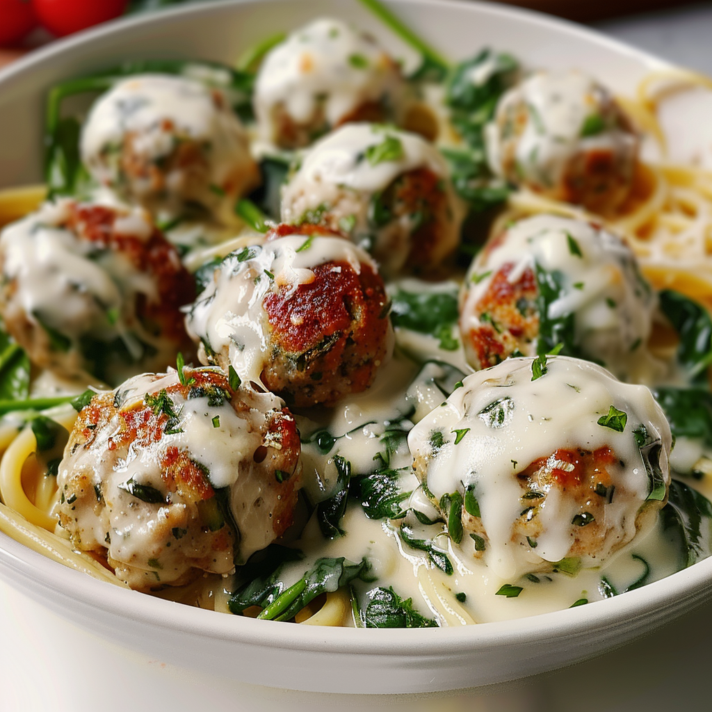Delightful Chicken Ricotta Meatballs in Spinach Alfredo Sauce-spxwevolution.top