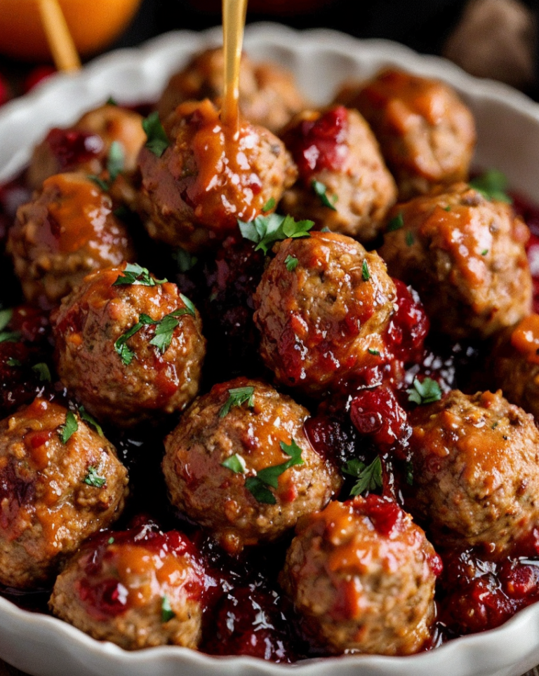 Delicious Holiday Meatballs with Tangy Cranberry and Orange Sauce