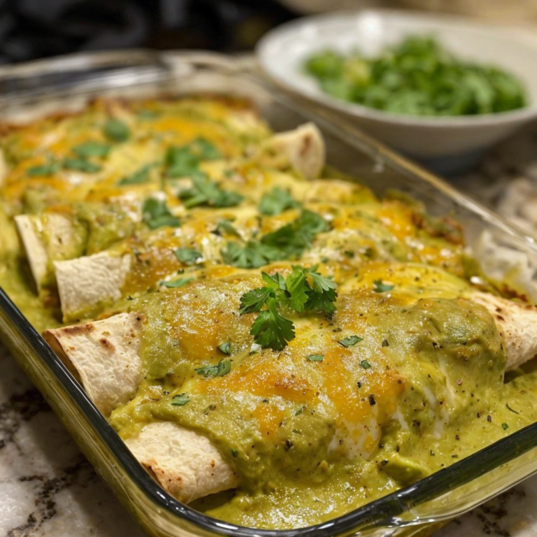 Delicious Chicken and Avocado Enchiladas in Creamy Avocado Sauce