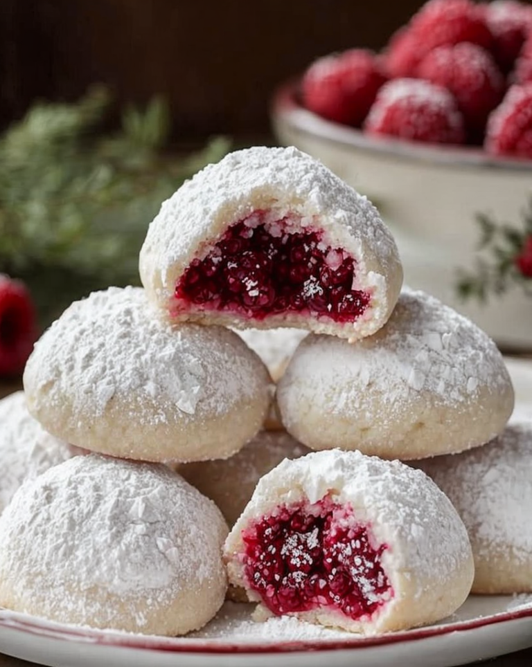 Irresistible Raspberry-Filled Almond Snow Cookies for Festive Gatherings
