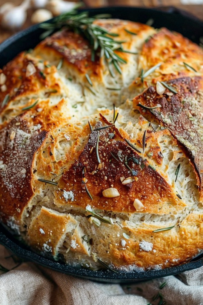 How to Make Delicious Rustic Garlic Rosemary Skillet Bread
