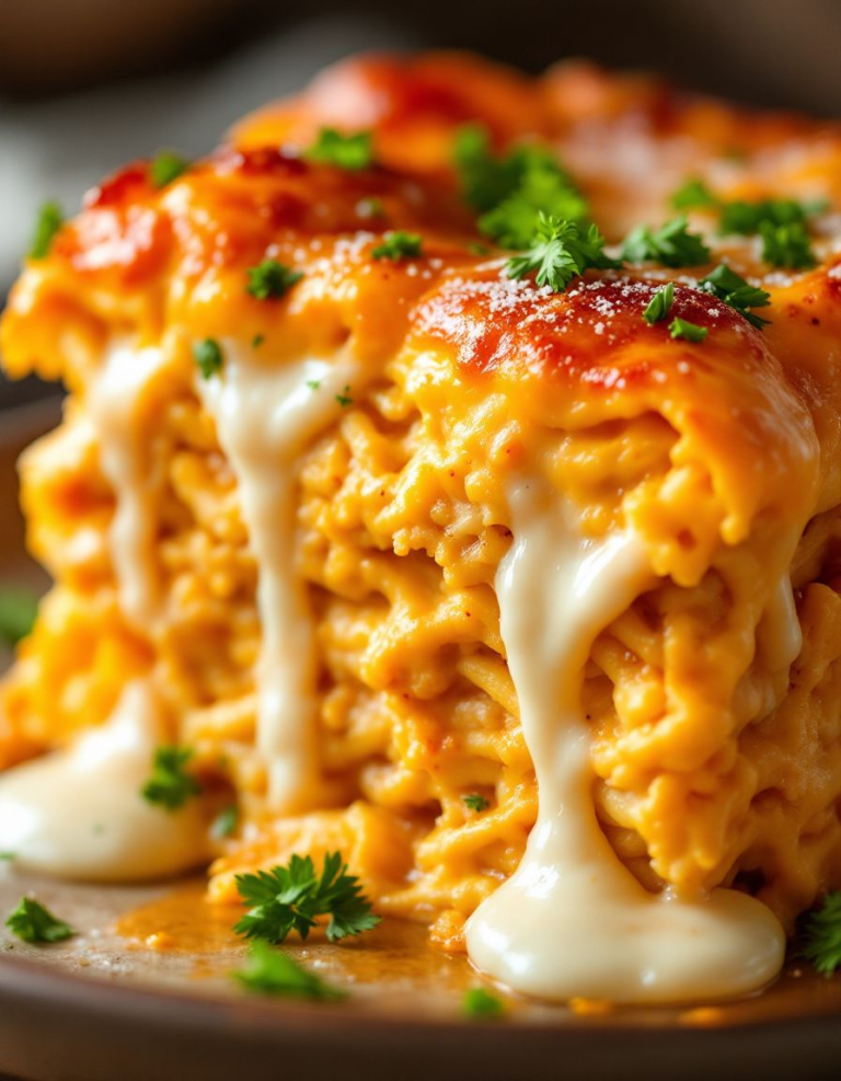 Ultimate Cheesy Buffalo Chicken Lasagna with Ranch Drizzle