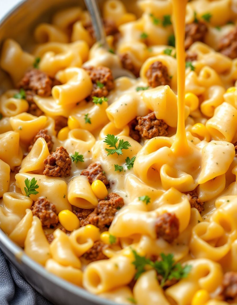 Easy Creamy Ranch Beef Bowtie Skillet with Sweet Corn