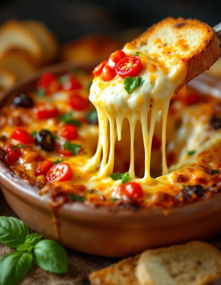 Easy Creamy Bruschetta Dip with Garlic and Cheese