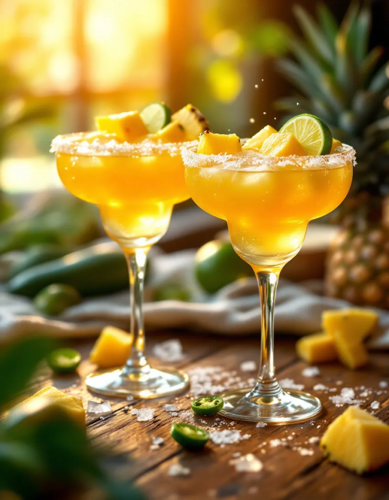 Easy Loaded Spicy Pineapple Margaritas with Fresh Lime