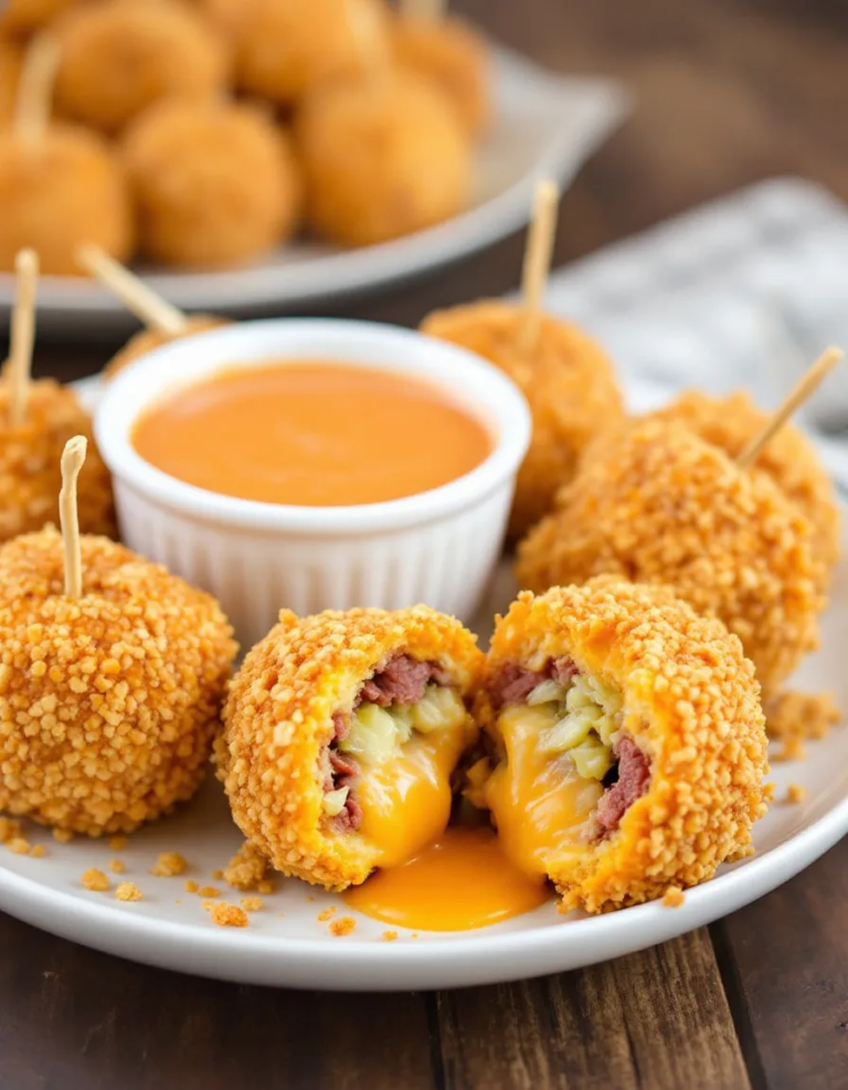 Easy Reuben Balls with Spicy Thousand Island Sauce