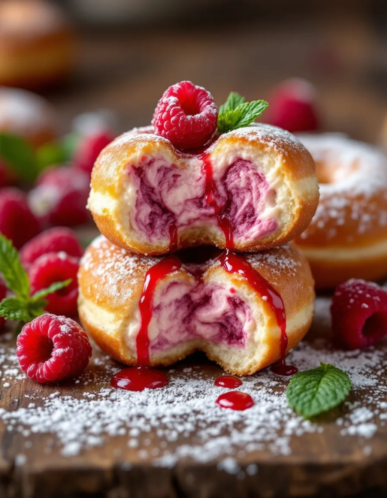 Easy Raspberry Cheesecake Stuffed Donuts – Homemade Recipe
