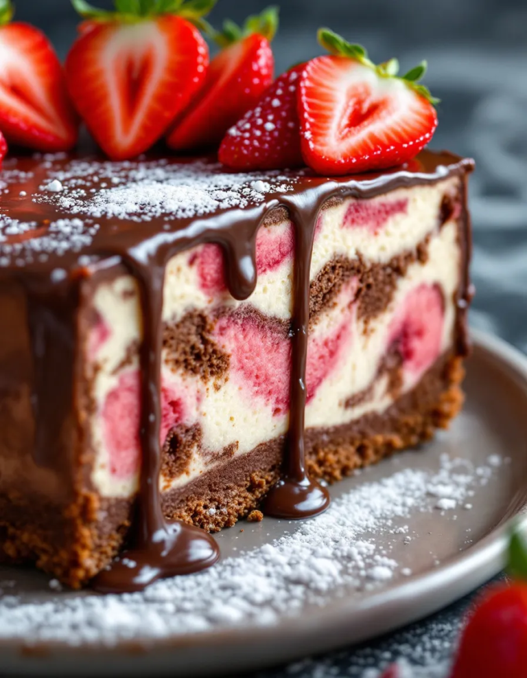 Ultimate Chocolate Strawberry Swirl Cheesecake Recipe