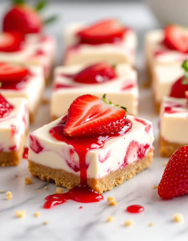 Easy No-Bake Strawberry Cheesecake Bars Recipe