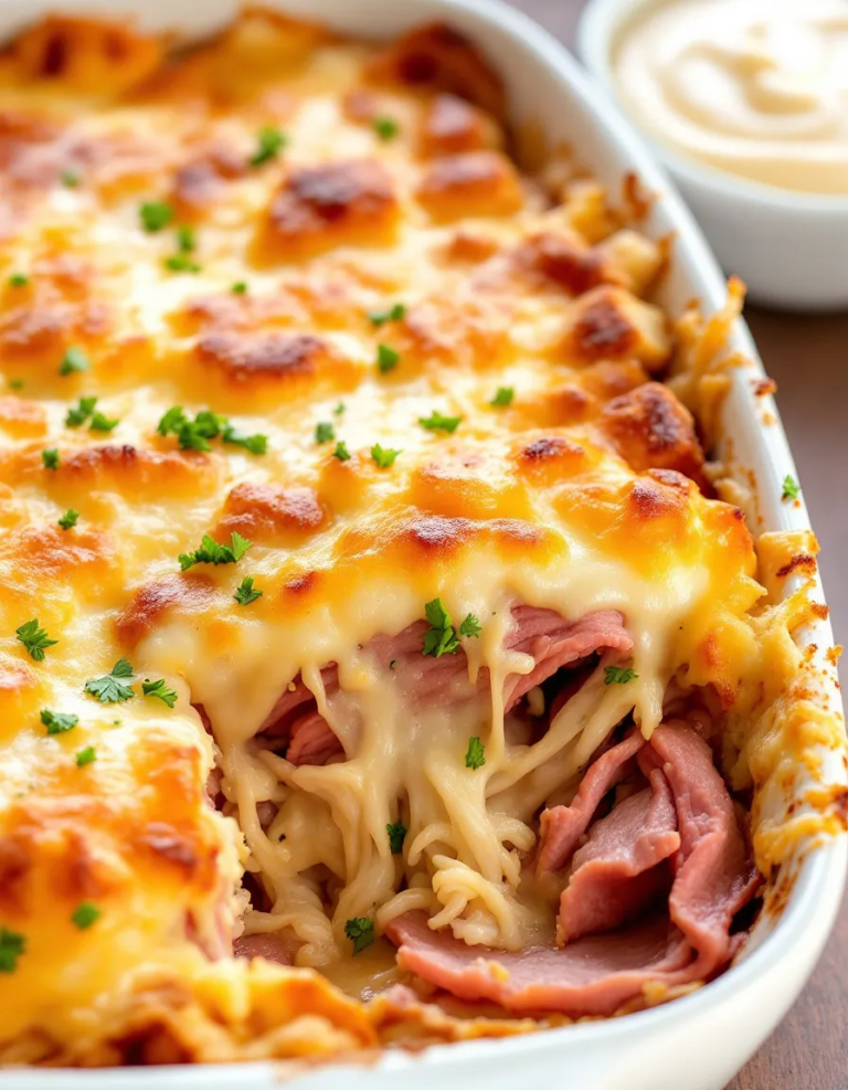 Best Reuben Bake with Corned Beef and Sauerkraut