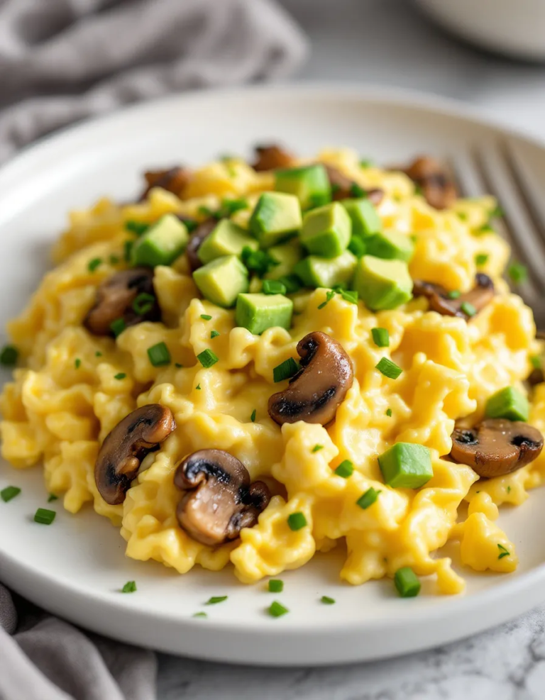 Best Scrambled Eggs with Mushrooms and Avocado