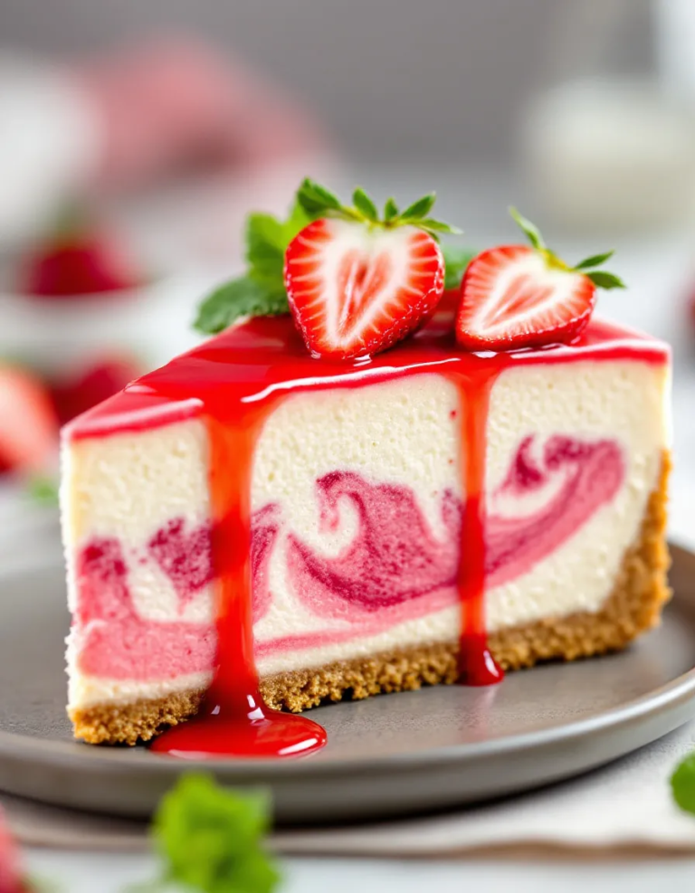 Best Strawberry Swirl Cheesecake – Creamy & Delicious