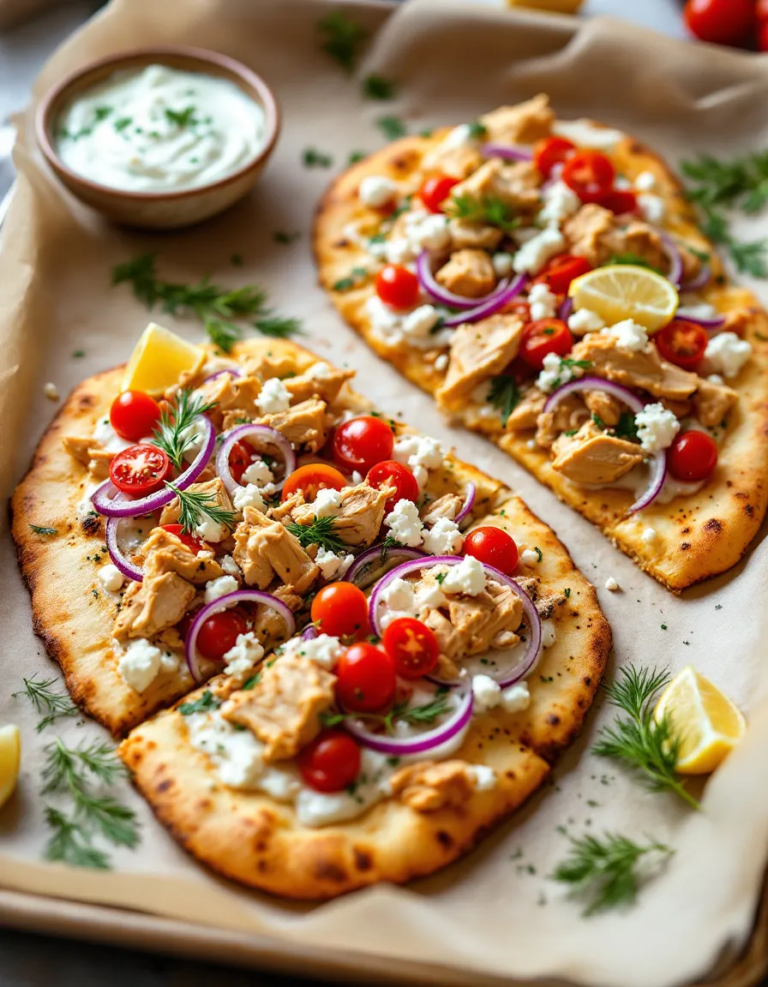 Easy Tzatziki Chicken & Veggie Naan Pizza Recipe