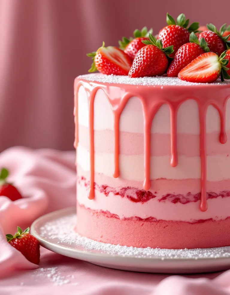Best Vanilla Strawberry Ombre Cake – Layered Delight