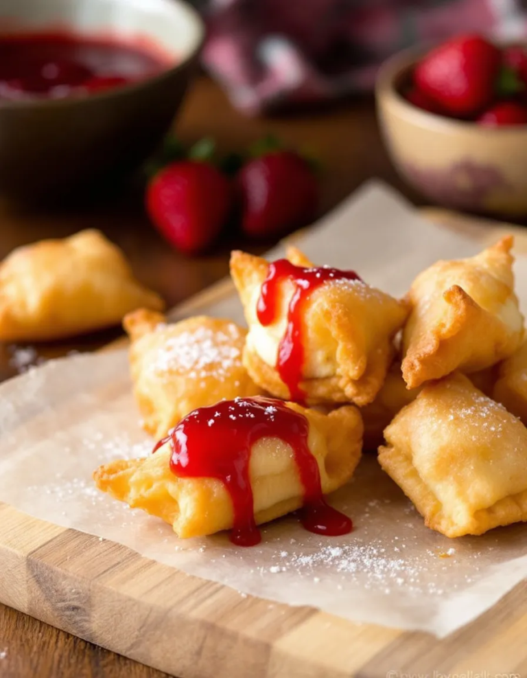 Best Deep-Fried Strawberry Cheesecake Stuffed Wonton Bites