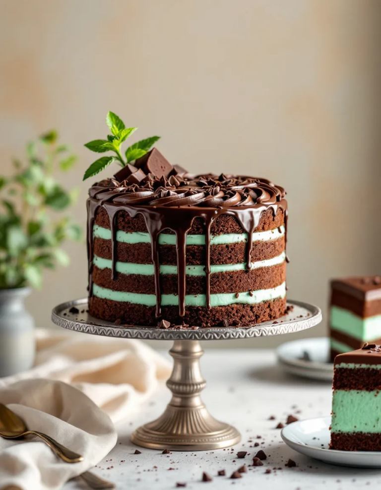 Ultimate Mint Chocolate Fudge Cheesecake Cake Recipe