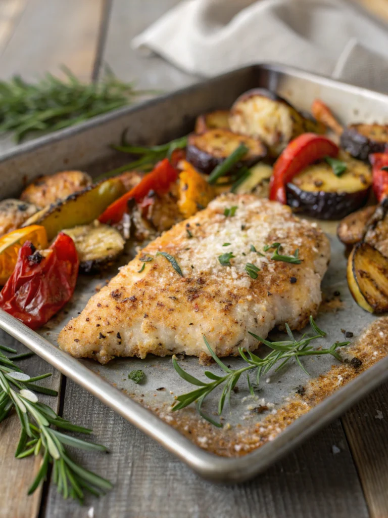 Parmesan Crusted Chicken Sheet Pan Dinner