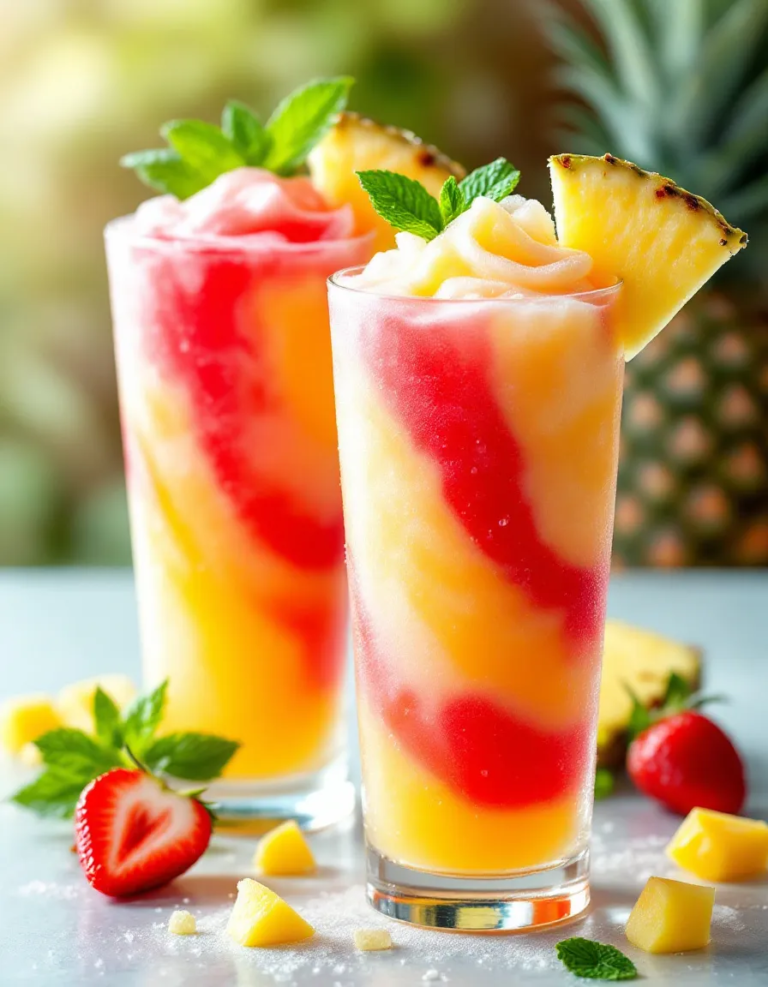 Best Pineapple Strawberry Swirled Slushies Recipe