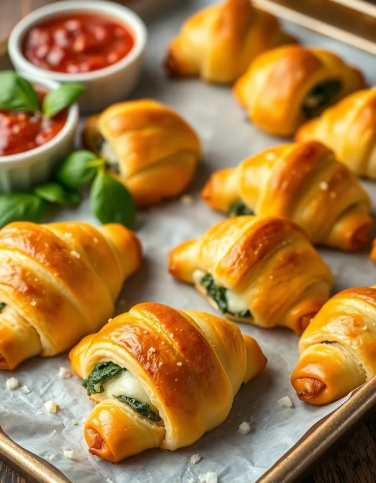 Easy Savory Spinach and Cheese Stuffed Crescent Rolls
